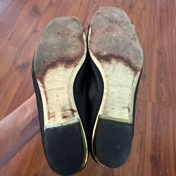 Juicy Couture black leather flats with gold chain detail size 8 made in Italy - Picture 4 of 6